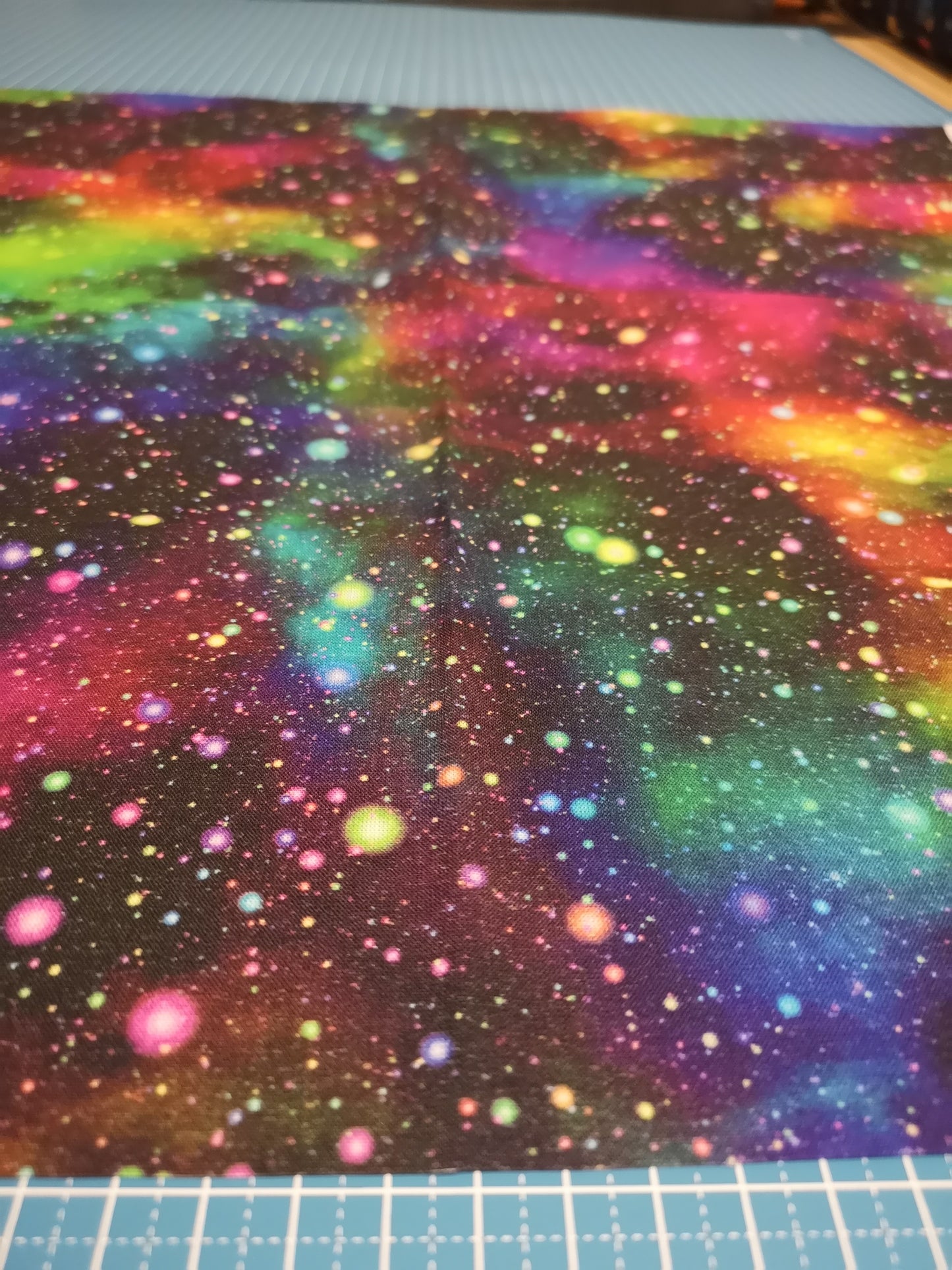 Little Johnny 100% cotton fabric: planets, universe, galaxy, rainbow, glitter