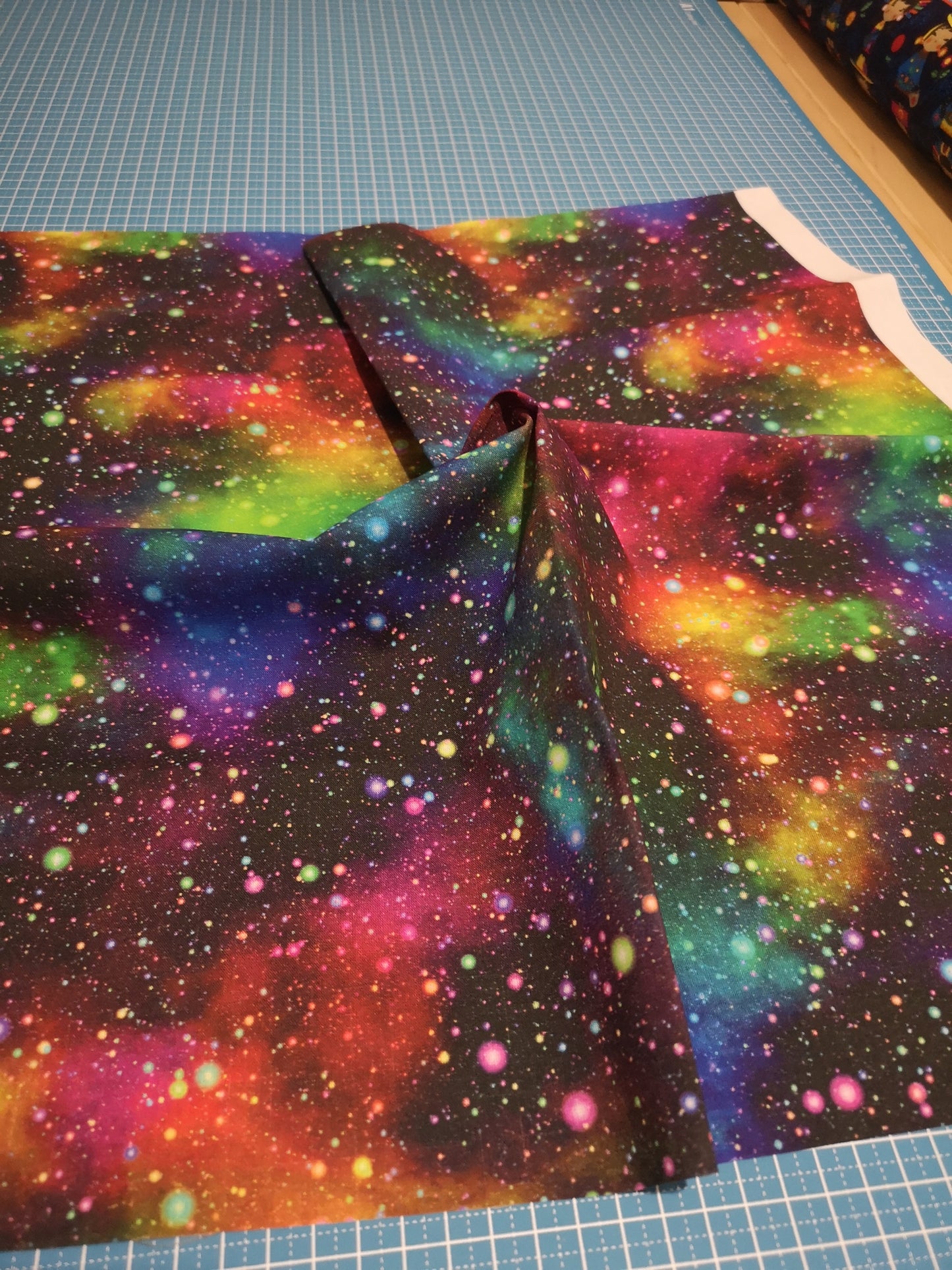 Little Johnny 100% cotton fabric: planets, universe, galaxy, rainbow, glitter